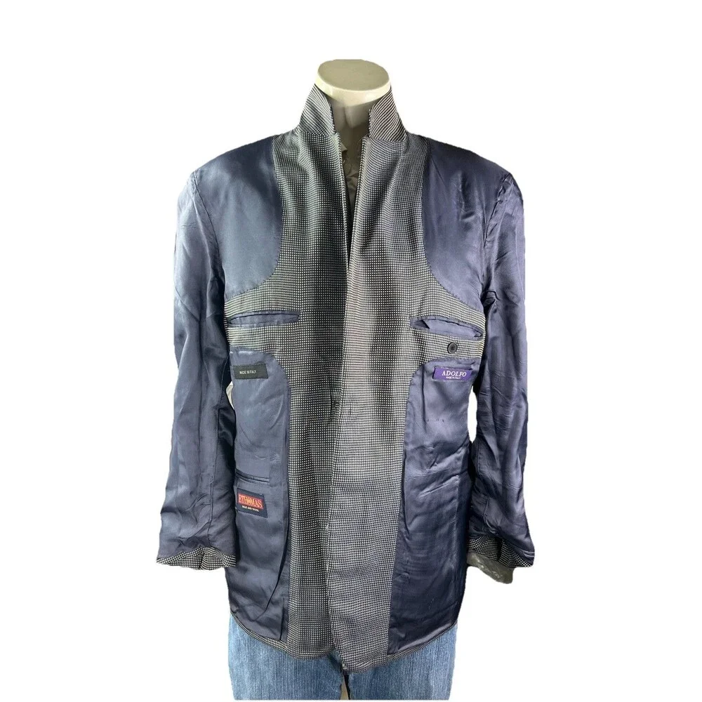 E. Thomas Adolfo Silk Wool Super Merinos 110 Sport Jacket Blazer Men 38S Italy